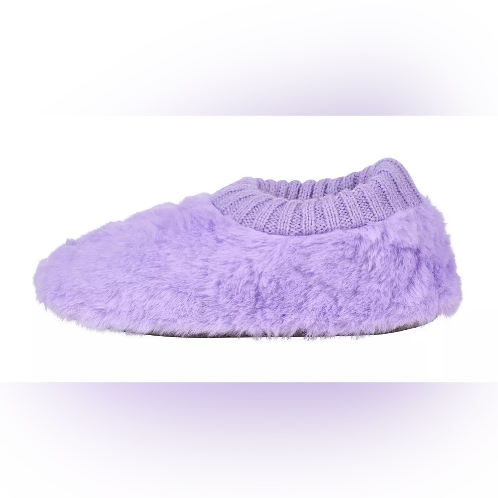Northeast Outfitters Girls' Cozy Cabin Purple Fur Heart Slippers in Size S/M - Picture 3 of 4